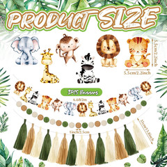 3 Pcs Jungle Safari Animal Banners Wild Animal Birthday Party Decorations Woodla