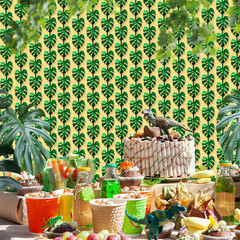 Luau Party Decorations, 2 Pack Tropical Party Supplies | 3.3 X 6.6Ft Green Palm