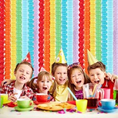 Rainbow Red-Orange Green-Blue Purple Streamers Garland – 12pcs Colorful Theme…