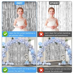 Accevo Silver Party Streamers 3Pack Metallic Tinsel Foil 3 Pack,