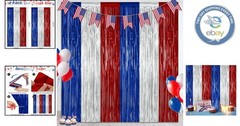 2 Pack 4th of July Decorations – 3.28 FT x 7.05 FT Patriotic Tinsel Backdrops