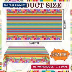 Mexican Fiesta Party Decorations, 2 PCS Plastic Rectangle Mexican Flowers Tablec