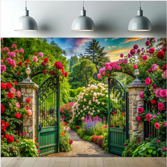 Flowers Spring Garden Window Photography Backdrop Birthday Background Banner