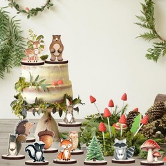12 Pcs Painted Woodland Animals Wood Table Centerpieces Cutout Shapes…