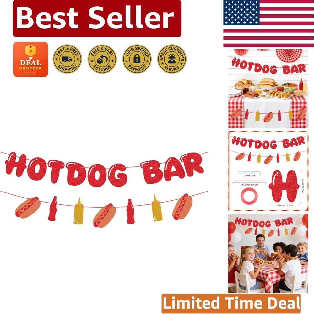 Festive Hotdog Bar Banner Set – Ideal Decorations for Kids & Adult Parties