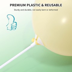 35 Pieces 12.6 Inch Balloon Sticks, Plastic White Balloon Stick with Cups for…