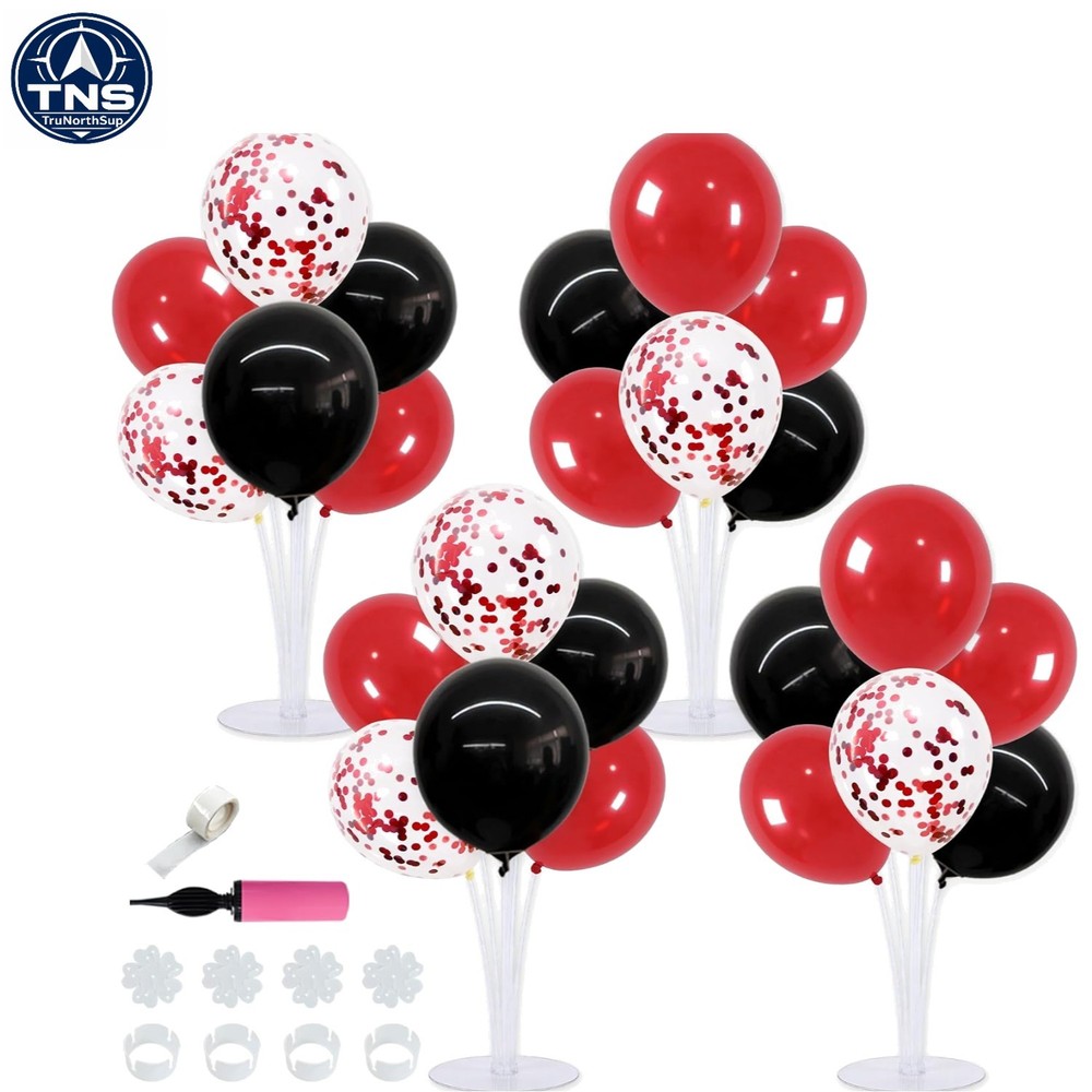 Balloon Centerpiece Kit 4 Sets Red and Black for Birthday Graduation Wedding …