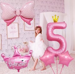 7PCS Set Princess Peach 5th Birthday Decoration Backdrop Big Foil B…