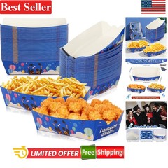 Disposable Graduation Food Trays 50PCS Blue Boat-Shaped for Nachos Tacos Hot …