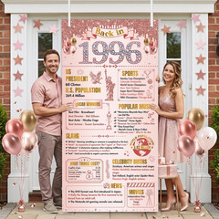 30Th Birthday Decorations for Women, Rose Gold Back in 1996 Door Cover Decor, Th