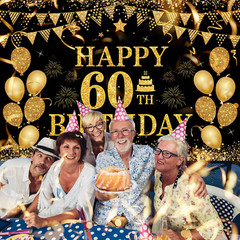 60th Birthday Decorations for Men Women – Happy 60th Birthday Banner Party de…