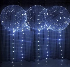 Lightsfever Led Light Up Bobo Party Balloons Kit 12 Pack-Clear 22 Inchs White