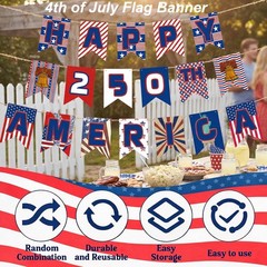 250th Anniversary Decorations – USA 250 Year Banner, Indoor/Outdoor Party Suppli