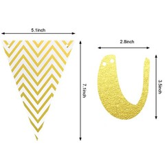 Outus Pre-strung Glitter Congratulations Banner Triangle Flag Gold