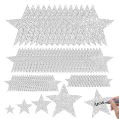 120 PCS Silver Glitter Star Paper Cutouts For Bulletin Board Classroom Decor
