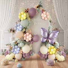 Wildflower Balloon Arch Kit with Pastel Floral Flower Butterfly Balloons