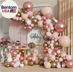 Rose Gold Balloon Garland Kit, Nude Pastel Pink Metallic Gold Matte White Balloo