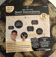 Birthday Party Decorations Black Gold Silver Add Any Age Hanging Swirls Sparkly