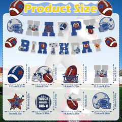 Cowboy Football Birthday Decorations – 11 Pcs Blue Cowboy American Rugby Banners
