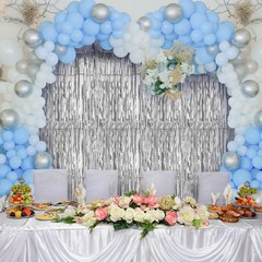 Accevo Silver Party Streamers 3Pack Metallic Tinsel Foil 3 Pack,