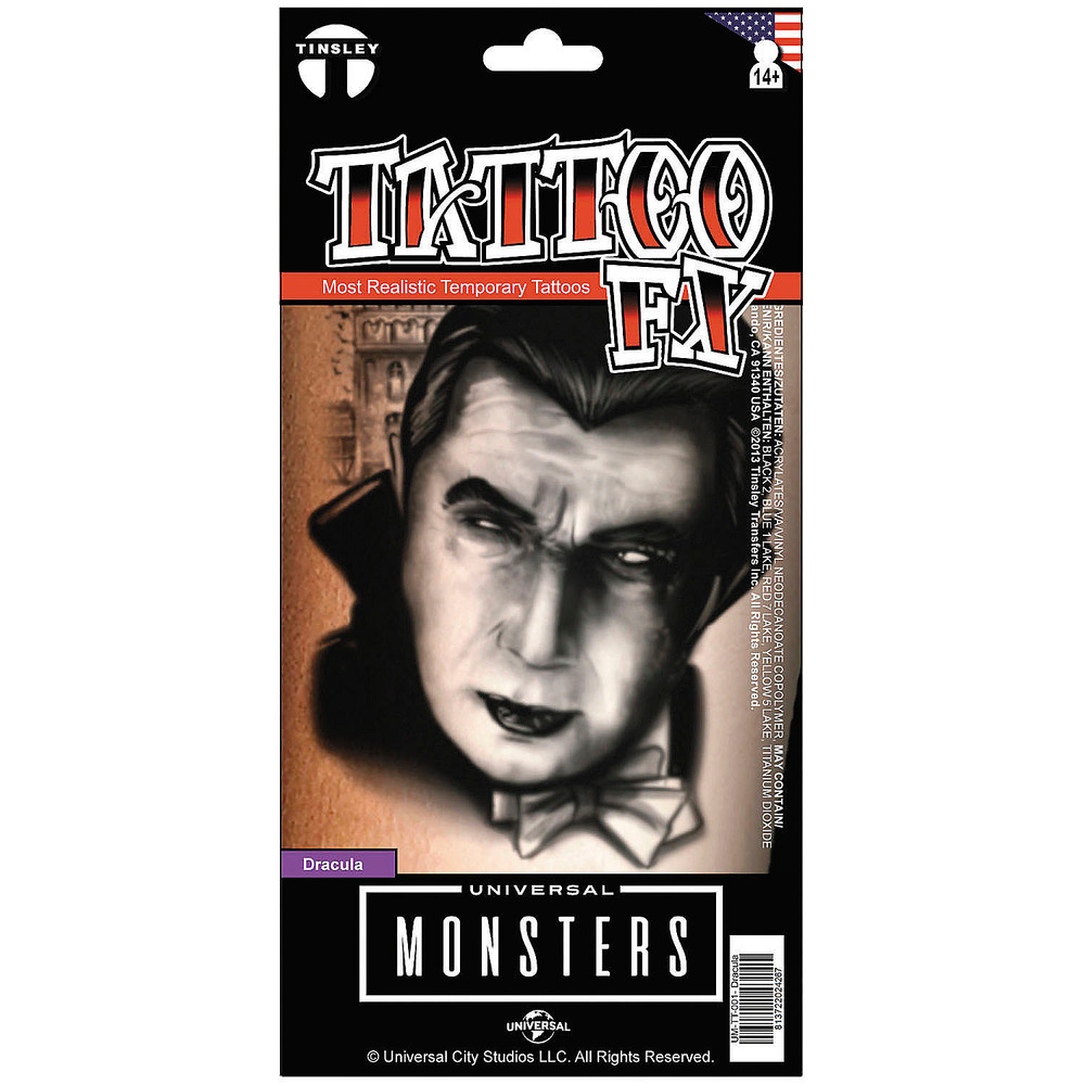 Tinsley Transfers Universal Monsters Dracula Temporary Tattoo – Morris Costumes