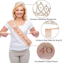 40Th Birthday Decorations for Women, 33Pcs Black Rose Gold Happy 40Th Birthday B