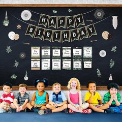 Classroom Birthday Decorations, 48 Pcs Greenery Cutouts, Nature Poster, Black