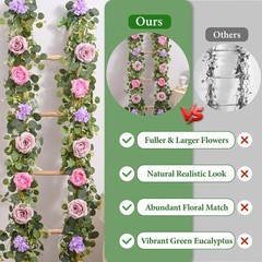 6 FT Artificial Flower Garland Real Touch Fake Pink Floral Rose Peony Garland