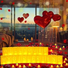 6093 Pcs Will You Be My Girlfriend Light up Letters with LED Flameless Tealig…