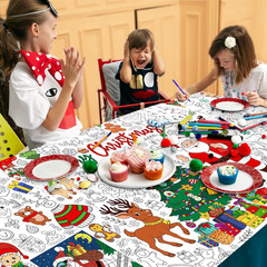 Christmas Giant Coloring Tablecloth, Large 30×72 Inch Poster with Santa, Christm