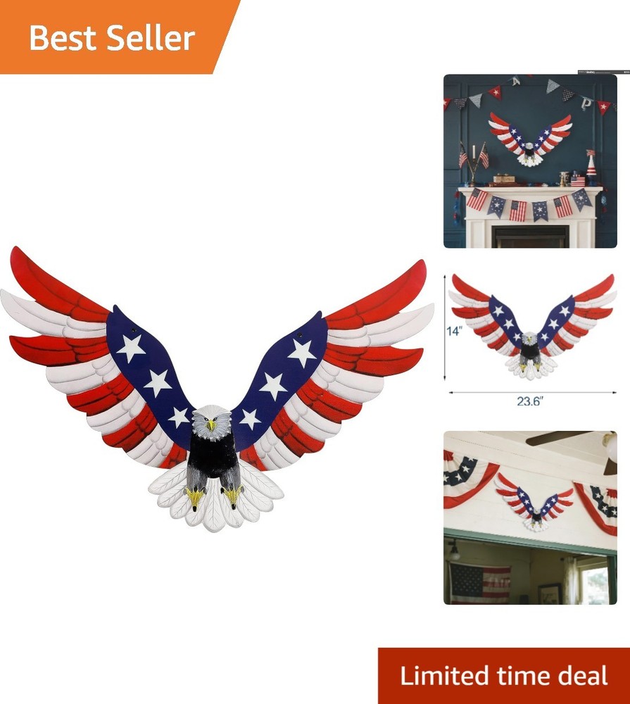 Large American Eagle Sculpture – Distressed Flag Design for Indoor & Outdoor Use