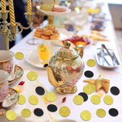400Pcs Glitter Paper Confetti Circles Dots Party Favors Gold Black Confetti Dots