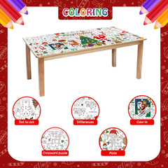 Christmas Giant Coloring Tablecloth, Large 30×72 Inch Poster with Santa, Christm