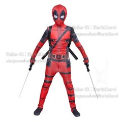 Red Deadpool Costume Cosplay Kids Bodysuit Boys Children’s Day Fancy Dress Party