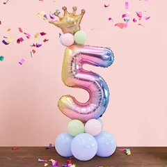 32″Large Size Rainbow Number 1 Balloon Set Children’s Birthday Party Aluminum…