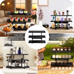 Wooden Display Riser Stand 3-Tier Rectangular Cupcake Rack Portable Shelf Rack