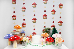 4Pcs Mushroom Garland Party Decorations for Fairy Birthday Baby Shower Tea Garde