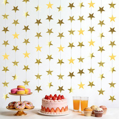 6 Pack 13Ft Gold Star Garland Banner Double Side Twinkle Streamers Hanging Strin