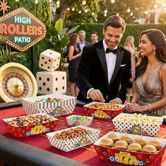 Casino Theme Party Decorations – 50 Pcs Casino Poker Paper Food Trays Disposable