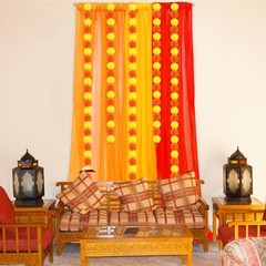 7x5ft Indian Pooja Backdrop Decoration, Diwali & Janmashtami Decor, 5 Marigold G
