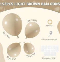 153pcs Balloons Arch Garland Kit Different Sizes 18 12 10 5 Inch Light Brown