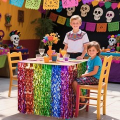 Cinco De Mayo Decorations 2 Packs Fiesta Party Wavy Metallic Tinsel Foil Fringe