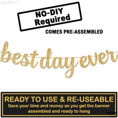 Glitter Best Day Ever Banner – 10 Feet, No DIY | Best Day Ever Sign Grad Banner,