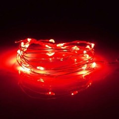 20 Red LED Fairy String Lights, Wire (6ft, Battery Operated)