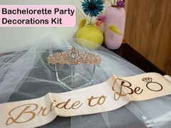 3 Pcs Bachelorette Party Decorations Bridal Shower Crown, Bride to Be Sash&Ve…