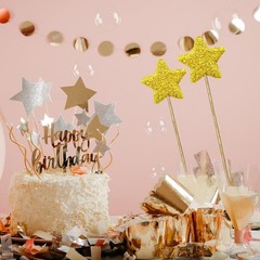 160 Pcs Gold and Silver Star Decor Set with Flat Star Picks and Mixed Sticker…