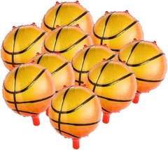 10-Pack 18in Mylar Basketball Balloons – Orange Sports Party Decor