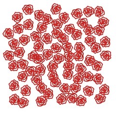 Red Glitter Rose Flower Shape Paper Table Confetti Scatter 120 Pcs Set