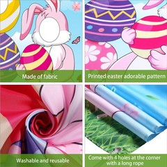 Easter Party Decorations Easter Bunny Photo Door Banner Large Fabric Happy Fest