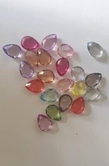 CraftbuddyUS 20pcs x 0.5 x 0.75inch Faceted MIXED Colors Acrylic Teardrop Charms